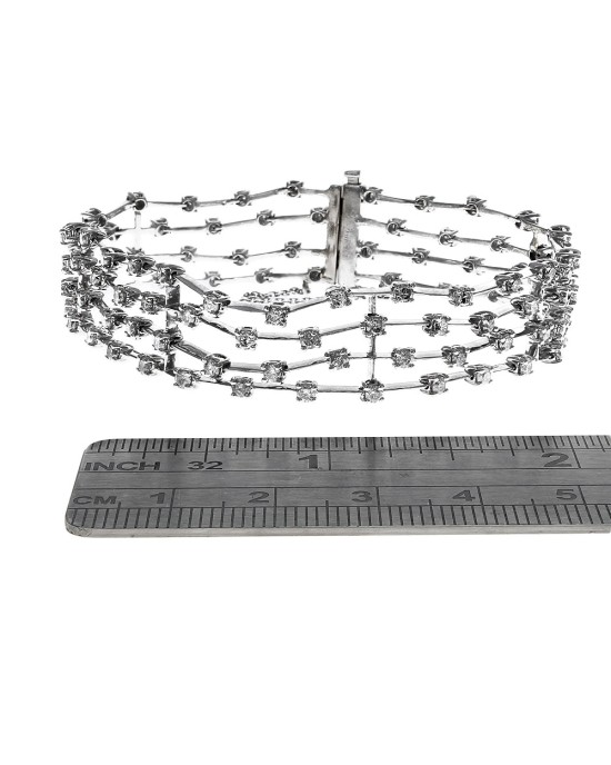 4 Row Diamond Fence Motif Bracelet